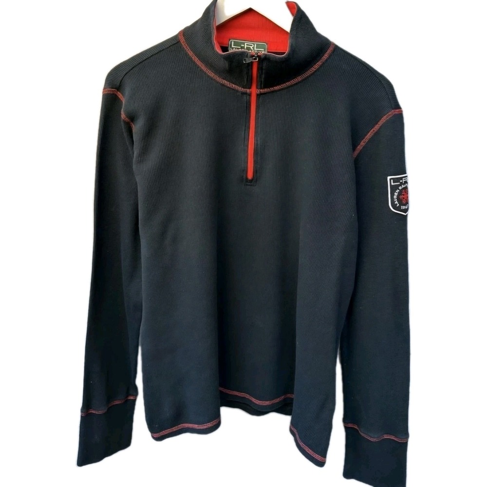 Lauren Ralph Lauren Vintage 1/4 Zip Waffle Sweater Active BIG‎ LOGO LXVII Size M